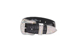 Dark Grey/Light Grey Embossed Croc Italian Leather Silver Swarovski Crystal Collar