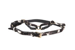 Black, White Brown Hair On Hide Italian Leather Harness With Gold Hardware
