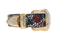 Load image into Gallery viewer, Luxury Pet Fashion Black Floral Mosaic Italian Leather With Gold Swarovski Crystal Hardware