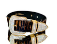Load image into Gallery viewer, Luxury Pet Fashion Tiger Print Hair On Hide Italian Leather Collar With Swarovski Crystal Hardware