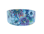 Blue Floral Mosaic Italian Leather 3 Wide Style Collar