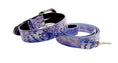 Load image into Gallery viewer, Purple/Silver/Black Custom Iridescent Snake/Swarovski Crystal Collar & Leash Set