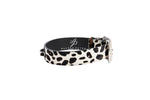 Luxury Pet Fashion Animal Print Hair On Hide Italian Leather Collar With Swarovski Crystal Hardware