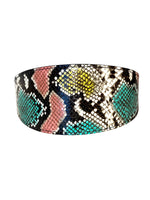 Multi-Color Embossed Snake Italian Leather Wide Style Collar