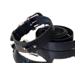 Luxury Pet Fashion Embossed Black Python Italian Leather Collar & Leash Set