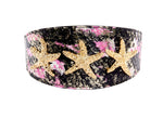 Black, White, Pink, Gold Snake 3 Wide Style Collar With Custom Starfish