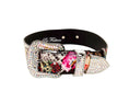 Load image into Gallery viewer, Floral, Scull, Snake Print Italian Leather Collar with Swarovski Crystal Hardware by Allysa Payne Beverly Hills