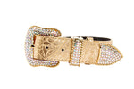 Gold Floral Print Italian Leather With Swarovski Crystal Hardware