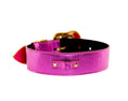 Load image into Gallery viewer, Pink Foil Italian Leather/Swarovski Crystal Collar, Leash, Harness Set by Allysa Payne Beverly Hills