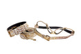 Load image into Gallery viewer, Silver/Bronze/Gold Italian Leather Embossed Croc Classic Collar, Leash & Harness Set by Allysa Payne Beverly Hills