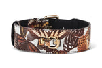 Butterfly Print Italian Leather Classic Collar