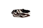 Distressed Brown & White Zebra Print Hair On Hide Classic Collar with Silver Classic Hardware