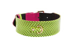 Neon Green Snake With Fuchsia Pink Italian Leather With Gold Classic Hardware