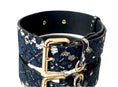 Load image into Gallery viewer, Luxury Pet Fashion Navy Lace Over Leather Collar
