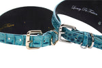 Turquoise Embossed Croc Italian Leather 3” Wide Style Collar Set Of 2