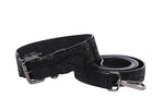 Glamorous Black Snake Print Italian Leather With Gun Metal Grey Hardware Collar, Leash Set