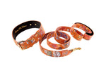 Orange Floral Italian Leather Classic Collar & Leash Set