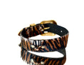 Load image into Gallery viewer, Luxury Pet Fashion Tiger Print Hair On Hide Italian Leather Collar With Swarovski Crystal Hardware
