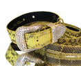 Load image into Gallery viewer, Luxury Pet Fashion Soft Yellow & Black Snakeskin Collar & Leash Set With Our Swarovski Crystal Hardware.