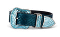 Load image into Gallery viewer, Stunning Iridescent Matte Blue/Green Snake Blue Swarovski Crystal Hardware Collar