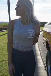 Puppies Make Me Happy Sleeveless Top | Gift for Dog Lovers