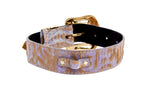 Light Purple Velvety Hair On Hide Italian Leather Swarovski Crystal Collar, Leash, Harness Set