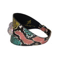 Load image into Gallery viewer, Multi-Color Embossed Snake Italian Leather Wide Style Collar With Custom Swarovski Crystal Rivets