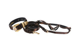 Brown Lace In Leather Print Suede Italian Leather With Ornate Swarovski Crystal Italian Hardware Set