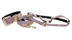 Light Purple Velvety Hair On Hide Italian Leather Swarovski Crystal Collar, Leash, Harness Set