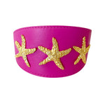 Fuchsia Pink 3 Wide Italian Leather Starfish Collar