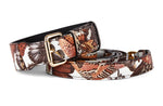 Butterfly Print Italian Leather Classic Collar & Leash Set