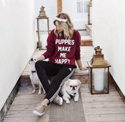 Puppies Make Me Happy | Maroon Crewneck Sweatshirt
