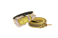 Load image into Gallery viewer, Luxury Pet Fashion Soft Yellow & Black Snakeskin Collar & Leash Set With Our Swarovski Crystal Hardware.