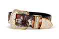 Load image into Gallery viewer, Butterfly Print Italian Leather Collar With Custom Swarovski Crystal Hardware