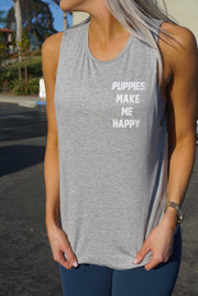 Puppies Make Me Happy Sleeveless Top | Gift for Dog Lovers
