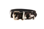 Brown, Black & White Hair On Hide Collar With Classic Gold Hardware