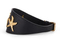 Load image into Gallery viewer, Smooth Black Italian Leather 3” Wide Style Collar With Gold Custom Starfish