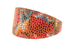 Orange Floral Mosaic Italian Leather 3” Wide Style Collar