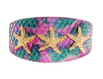 Mermaid Collection. Stunning Custom Colored Tilapia Wide Style Collar With Gold Custom Starfish