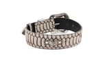 Grey Snake Print Hair On Hide Italian Leather Collar With Swarovski Crystal Hardware