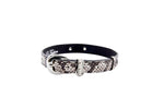 Black & White Viper Snake Collar With Silver Oval Italian Hardware