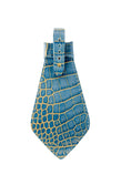 Load image into Gallery viewer, Blue & Gold Embossed Croc Italian Leather Tie by Allysa Payne Beverly Hills