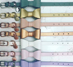 Leather Bow Collar - Peony