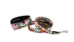 Floral, Scull, Snake Print Italian Leather Classic Collar & Leash Set