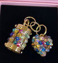 Load image into Gallery viewer, Set Of 2 Rainbow Color Swarovski Crystal Heart & Cylinder Matching Swarovski Charm