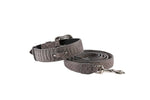 Dark Grey Snake Print Hair On Hide Italian Leather Collar & Leash Set With Swarovski Crystal Hardware