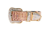 Embossed Snake Italian Leather Collar/Swarovski Crystal Buckle