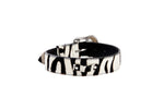 Zebra Print Hair On Hide Italian Leather With Swarovski Crystal Hardware