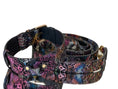 Load image into Gallery viewer, Luxury Pet Fashion Black Floral Lace Italian Leather Collar & Leash Set With Gold Classic Hardware