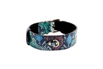 Green, Blue, Black, Red Embossed Snake Italian Leather Collar With Gold Classic Hardware